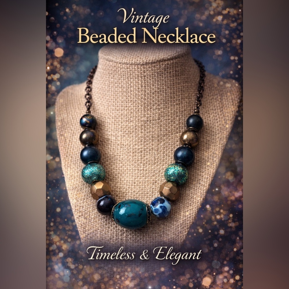 Vintage Chunky Multi Color Beaded Necklace
